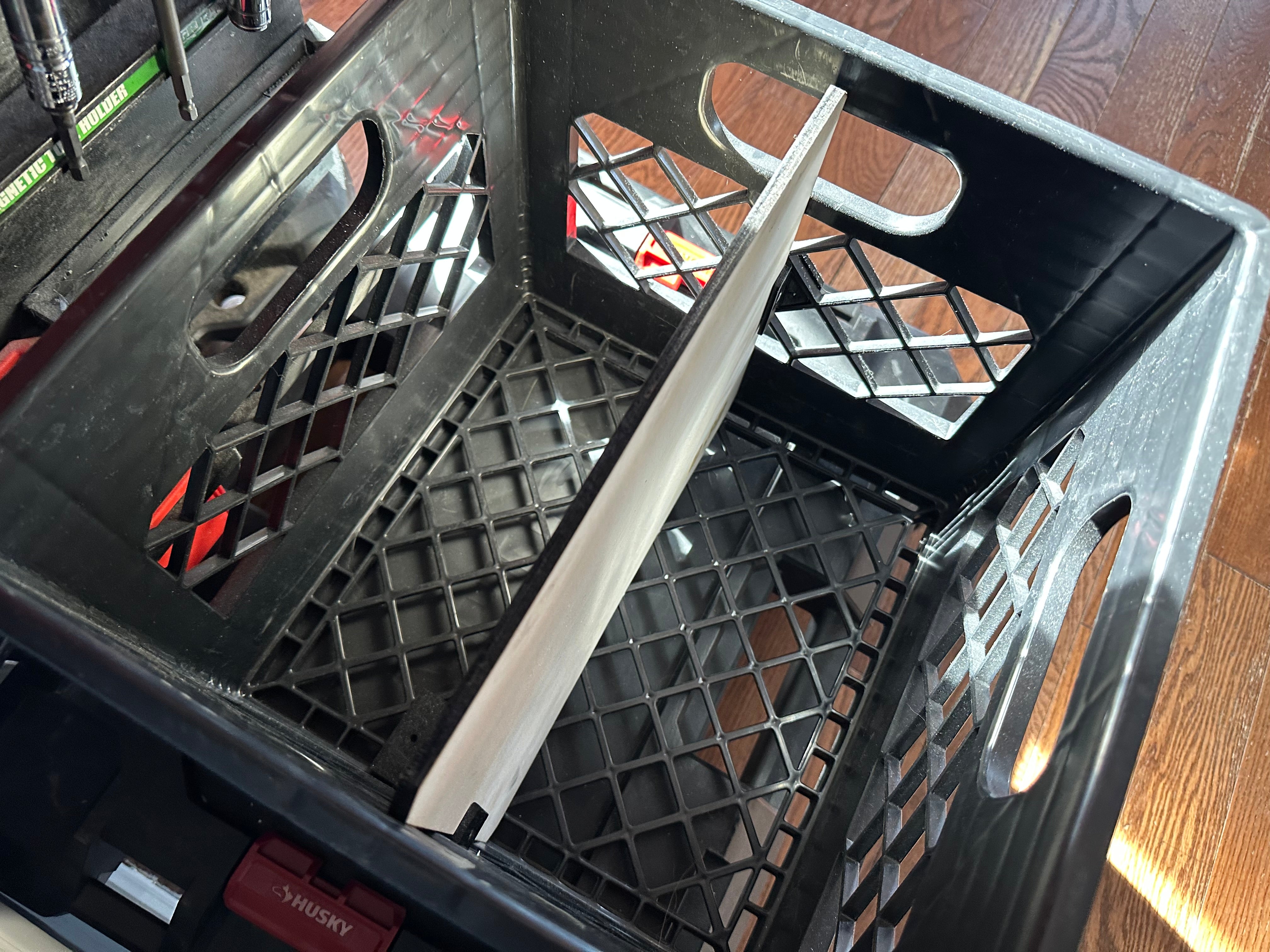 Milk Crate Divider Kit – Compatible With Home Depot HDX Crates | Includes Divider Board & Mounting Brackets