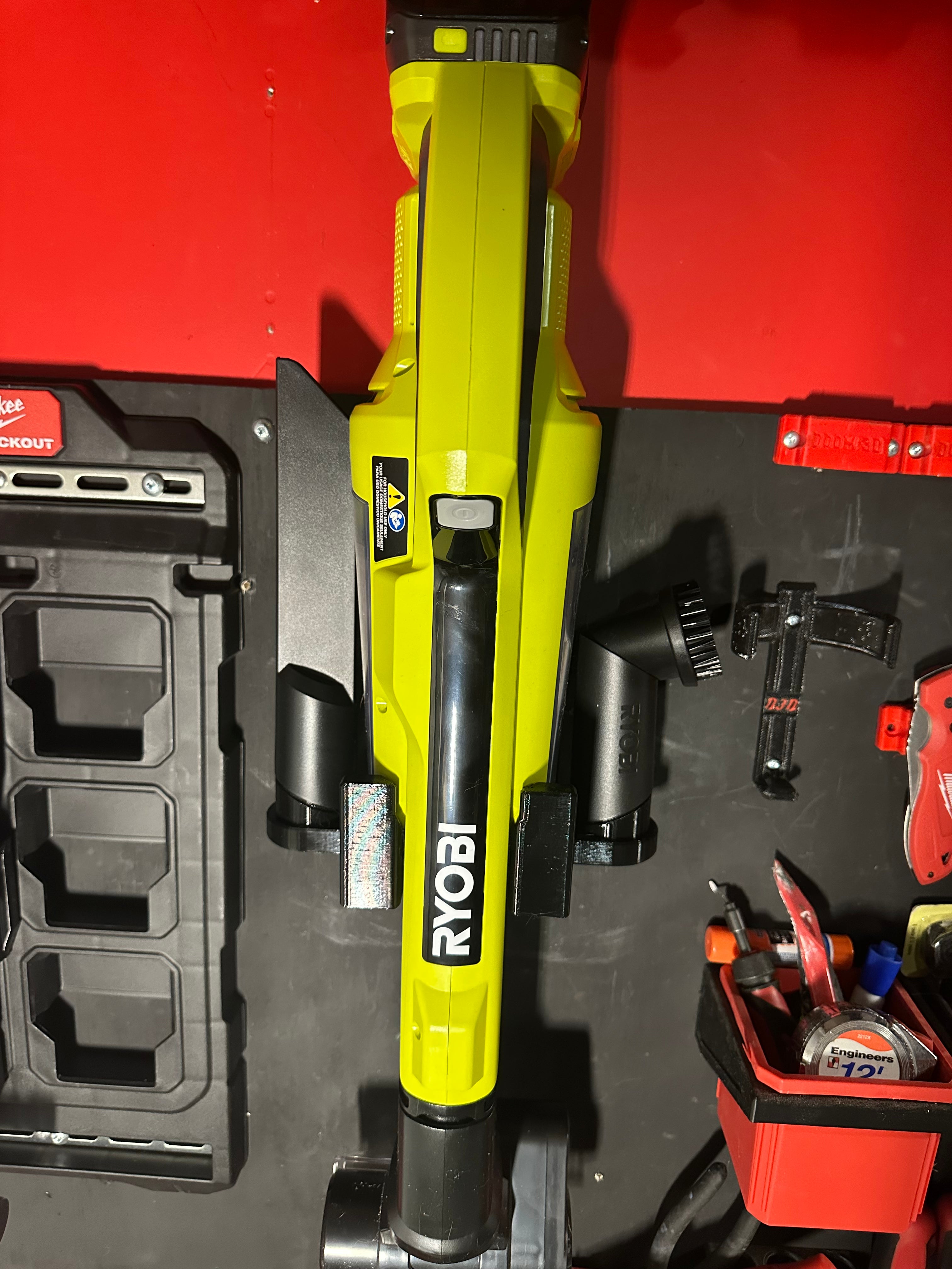 Wall Mount Holder Compatible with Ryobi Handheld Vacuum – Garage Organizer with Nozzle Storage
