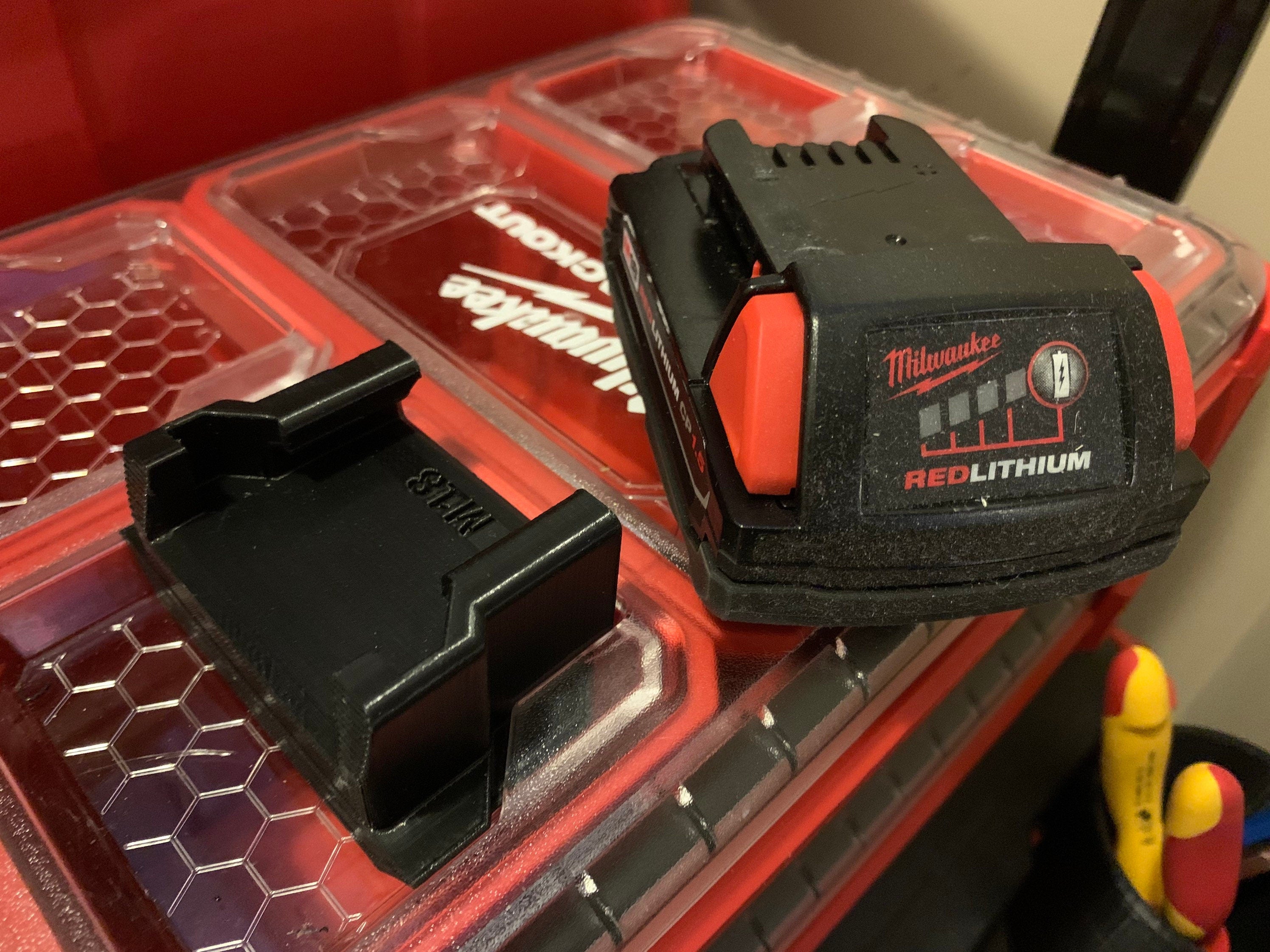 locking Milwaukee M18 friction fit Packout battery holder